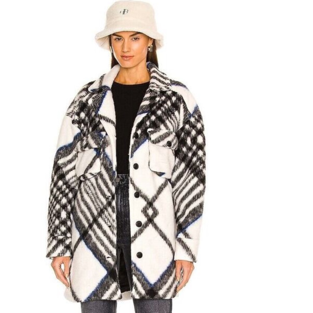 ANINE BING Oakley oversized checked brushed Shirt Jacket size S